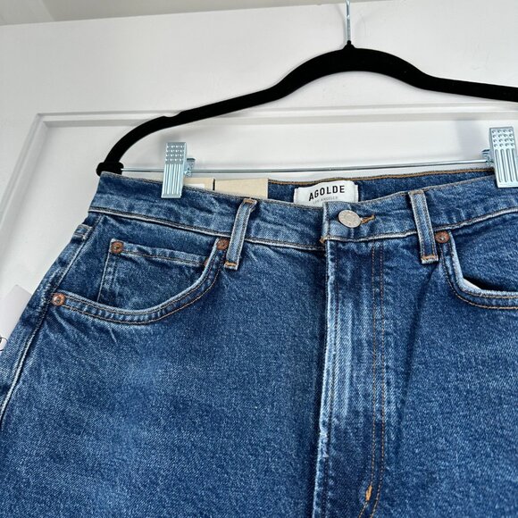NWT Agolde High Rise Stovepipe Denim Jeans In Aspire Blue Low Stretch Size 29 - Picture 9 of 11